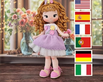 Kaitlyn Crochet Doll Pattern: Amigurumi Tutorial (PDF in 6 Languages)