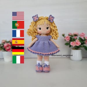 Nelly Crochet Doll Pattern,Amigurumi Doll Pattern,Amigurumi Tutorial,English,Français,Português, Español,German,It is video supported.