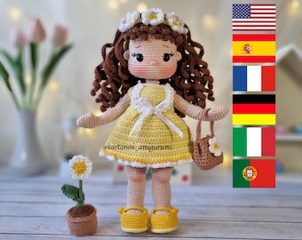 Bloom Crochet Doll Pattern: Amigurumi Girl Tutorial (PDF in 6 Languages)