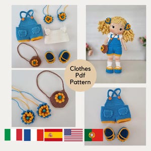 Amigurumi Crochet Doll Clothes Pattern This pattern is 11 inch doll clothing desing for Nelly doll English Español Português Français German