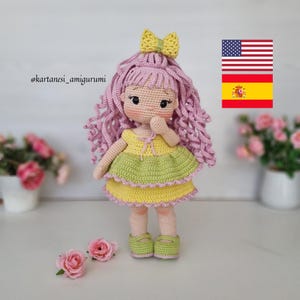 Rose Crochet Doll Pattern, Amigurumi Doll Pattern, Amigurumi Tutorial, English Pattern Pdf, diy gift for girl, It is video supported.