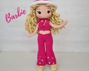 Barbie gehaakte pop patroon, Amigurumi pop patroon, Amigurumi tutorial, Engels patroon Pdf, Diy cadeau voor meisje