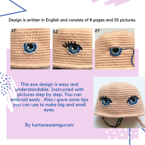 Crochet Doll Pattern for Eyes, Amigurumi Doll Pattern for Eyes, Embroidery  Eyes for Amigurumi Doll Tutorial, Amigurumi Eyes, English Pdf 