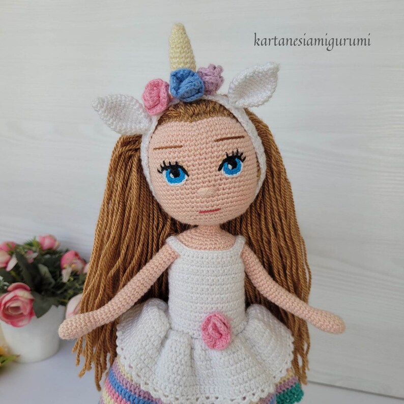 Amigurumi Doll Pattern, Crochet Doll Pattern, English Doll Pdf, Amigurumi Tutorial, Handmade Doll Pdf, Yasemin doll with unicorn costume image 6