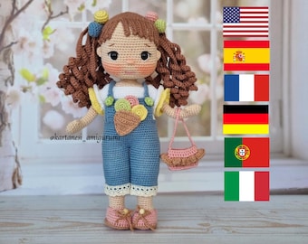 Crochet Angel Doll Pattern, Amigurumi Girl with Salopette (PDF Pattern)