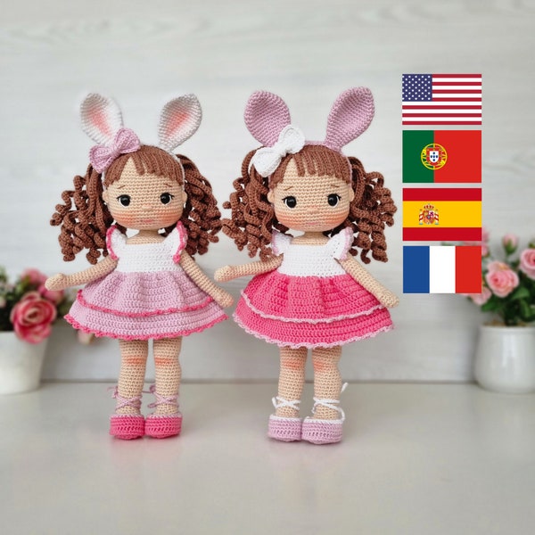 Angel Crochet Doll Pattern, Amigurumi Doll Pattern, Amigurumi Tutorial, English, Português, Español, Français Pattern Pdf, diy gift for girl