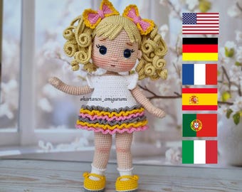 Beauty Crochet Doll Pattern, Amigurumi Girl (PDF Pattern)