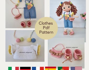 Mönster för virkade amigurumi-dockkläder för 25 cm ängeldocka (PDF-mönster)