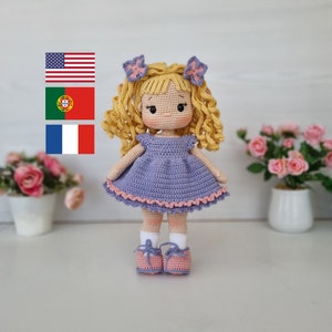 Nelly Crochet Doll Pattern, Amigurumi Doll Pattern, Amigurumi Tutorial, English, Français, Português, Pattern Pdf