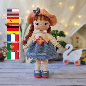 Emma Crochet Doll Pattern: Amigurumi Girl with Dress & Hat (PDF Pattern)