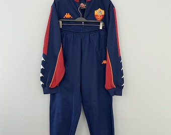 Vintage AS Roma Kappa 2002 2003 Soccer Tracksuit Training Suit Jacket Pants XL