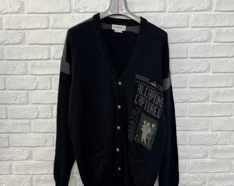 Cárdigan vintage de los 90 con estampado de Iceberg Al Capone, estilo retro de crimen, talla V XL