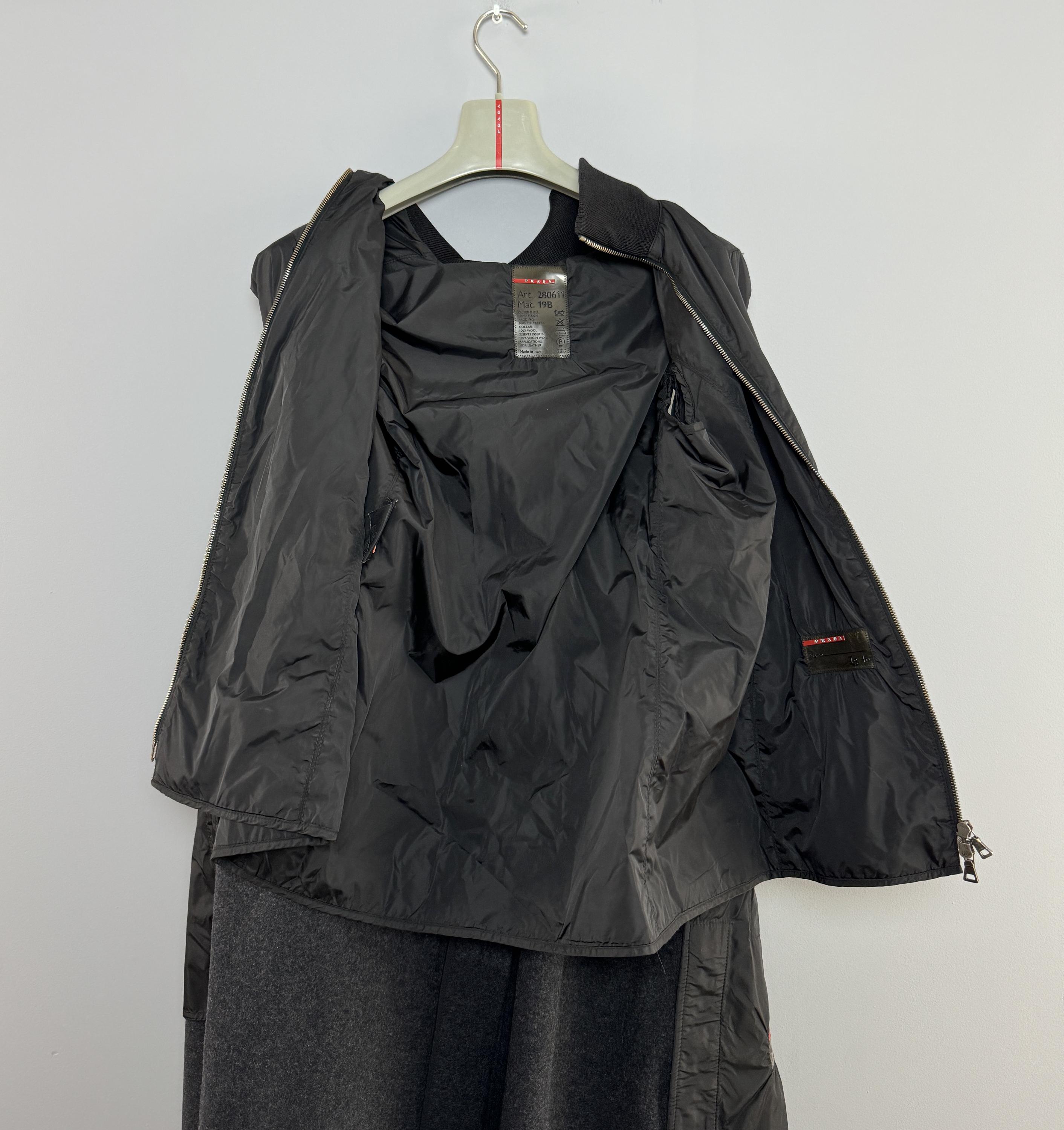 Prada Wool Coat: 2-in-1 Zip Insulated Jacket Black Gray Size 46 - Etsy