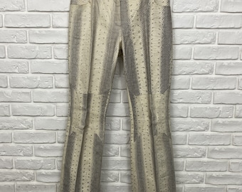 Rare Christian Dior Boutique Paris Galliano Snakeskin Leather Flared Pants US 10
