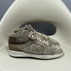 Men&#39;s Gucci Suede High Top Sneakers GG Logo Size 9,5 EU 43,5 US 10