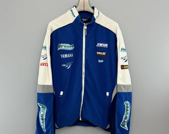 Vintage Men's Yamaha Racing Airwaves Pro Fleece Jacket Nascar Blue White Size XL