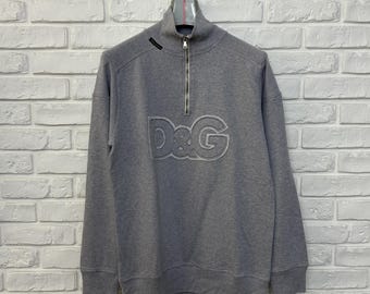 Vintage Dolce & Gabbana katoenen trui met 1/2 rits grijze herentrui maat L