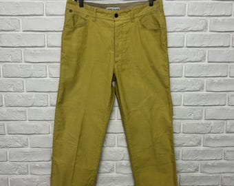 Vintage Rare Stone Island Marina 1995 Casual Pants Denim Trousers Yellow Size 46