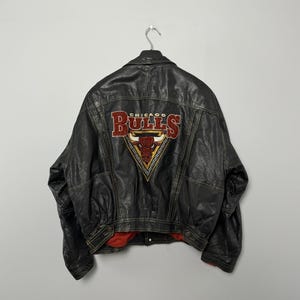 Leather Chicago Bulls Jacket Vintage - Etsy