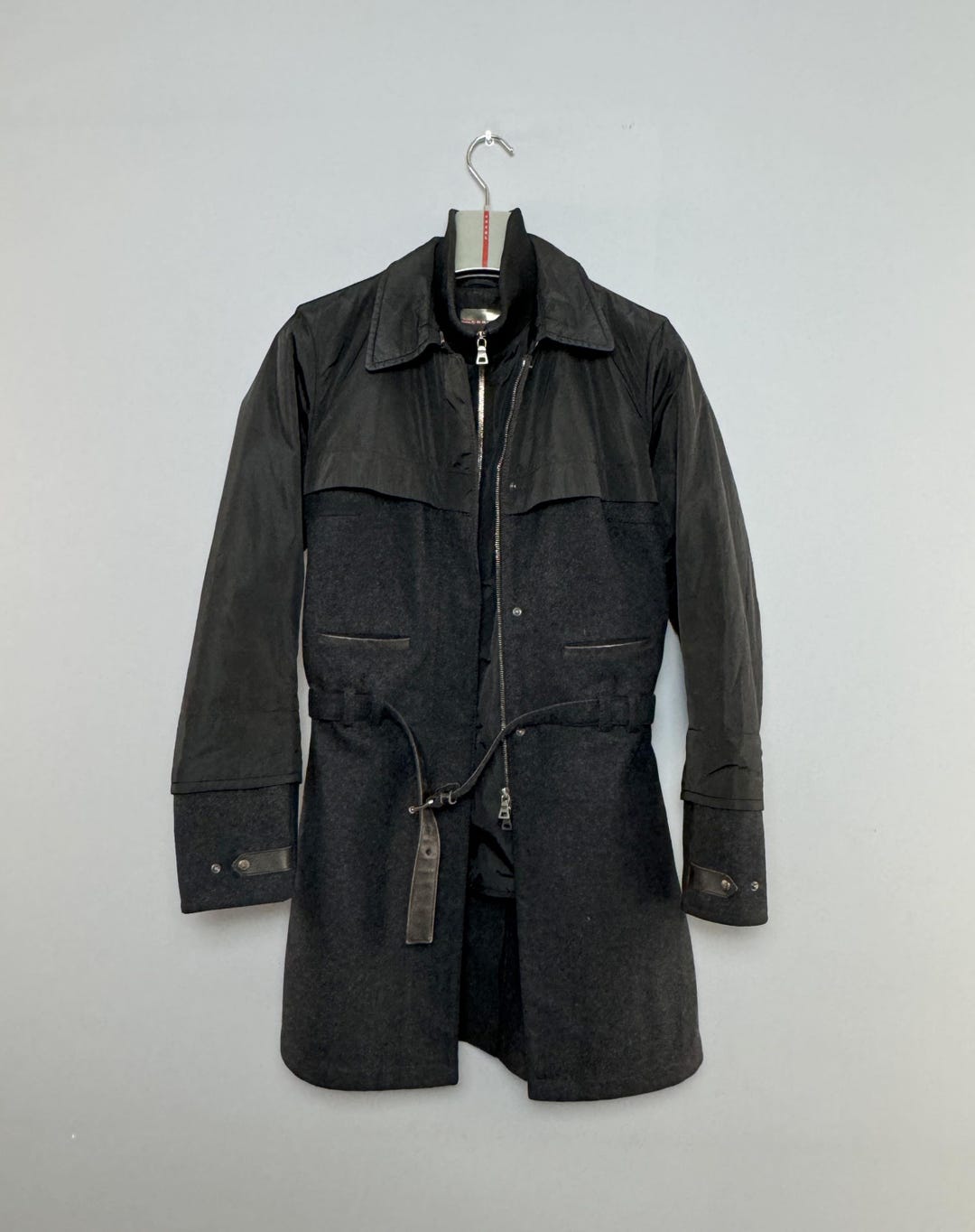 Prada Wool Coat: 2-in-1 Zip Insulated Jacket Black Gray Size 46 - Etsy