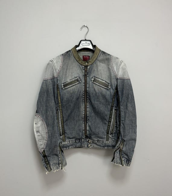 Belstaff, Belstaff Black Prince Denim Jacket Biker Men's 80s Anniversary Collection M-L