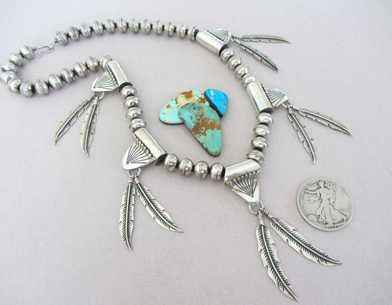Hand Carved Feather Master Native American Navajo Sterling Silver Necklace Hand Carved Feather Master Native American Navajo Sterling Silver Necklace