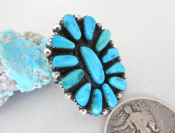 LARGE Blue Turquoise Cluster Native American Sign… - image 2