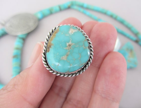Rare Seamfoam Turquoise Vintage Native American Navajo Sterling Silver Ring Old Rare Seamfoam Turquoise Vintage Native American Navajo Sterling Silver Ring Old