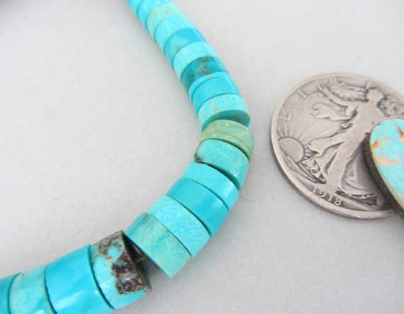 Vintage Thick Blue Turquoise Heishi Disc Santo Do… - image 8