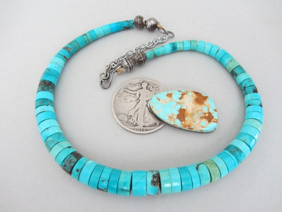 Vintage Thick Blue Turquoise Heishi Disc Santo Do… - image 1