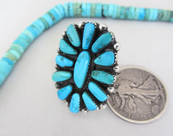LARGE Blue Turquoise Cluster Native American Sign… - image 10
