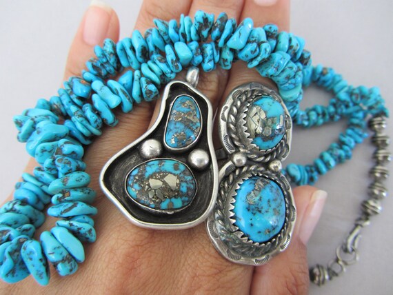 Vintage Dark Blue Morenci Mine (closed) Turquoise… - image 6