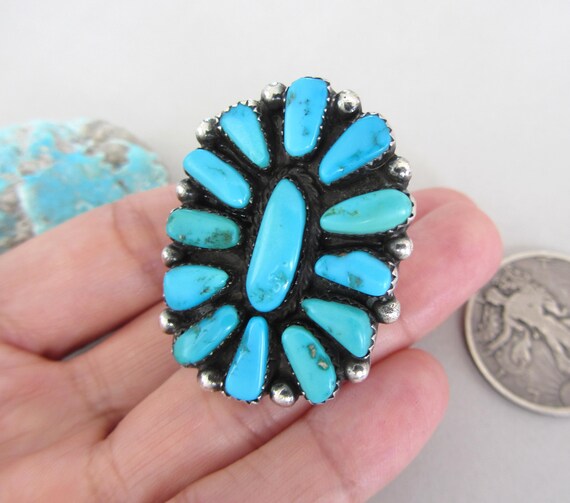 LARGE Blue Turquoise Cluster Native American Sign… - image 4
