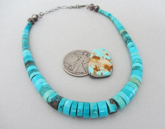 Vintage Thick Blue Turquoise Heishi Disc Santo Do… - image 2