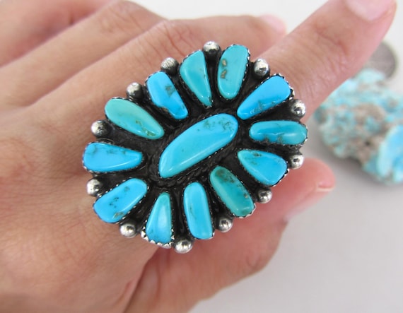 LARGE Blue Turquoise Cluster Native American Sign… - image 1