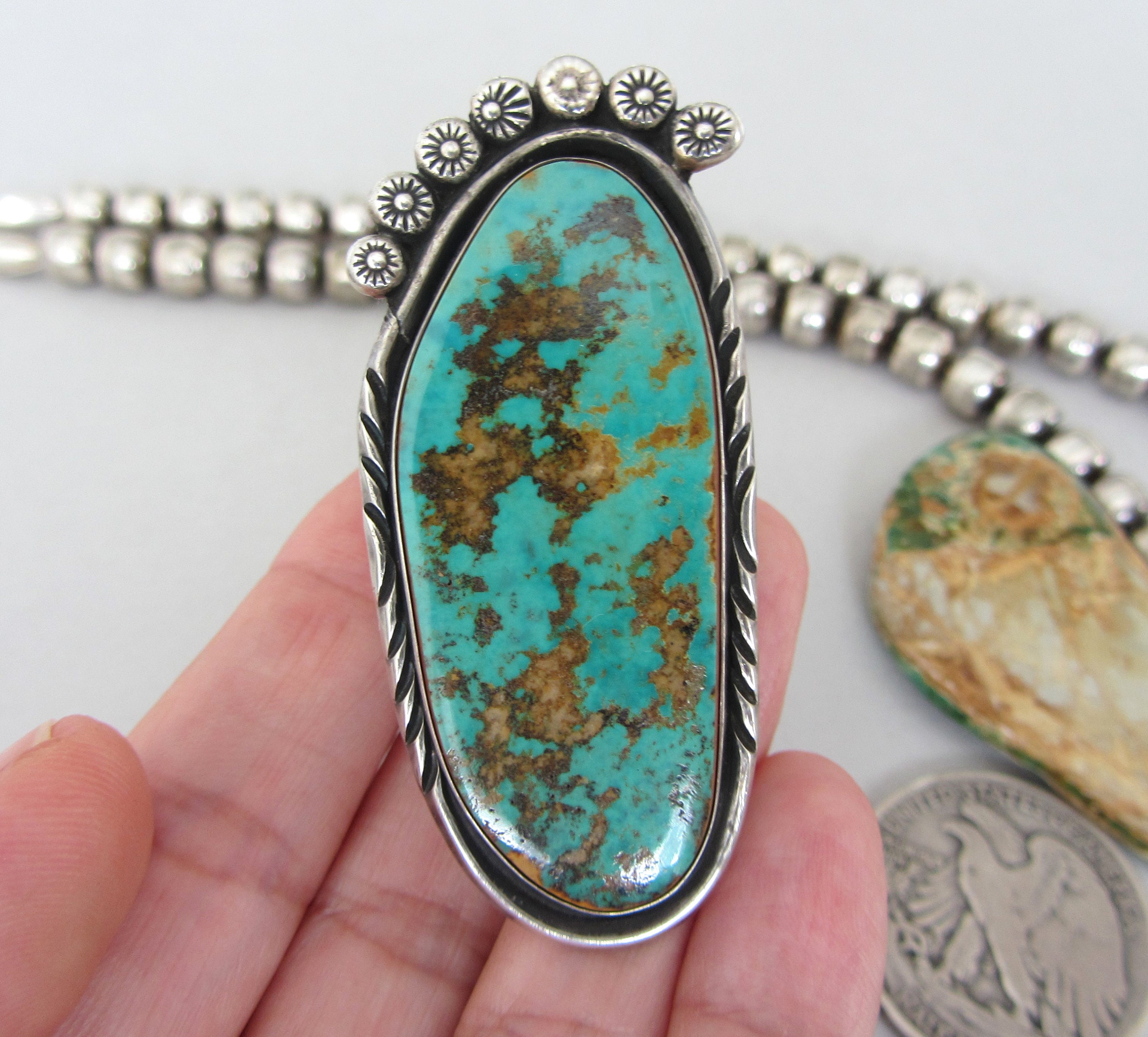 200 Grams!! Anthony Signed Vintage Native American Navajo Turquoise Sterling Silver Bracelet 200 Grams!! Anthony Signed Vintage Native American Navajo Turquoise Sterling Silver Bracelet