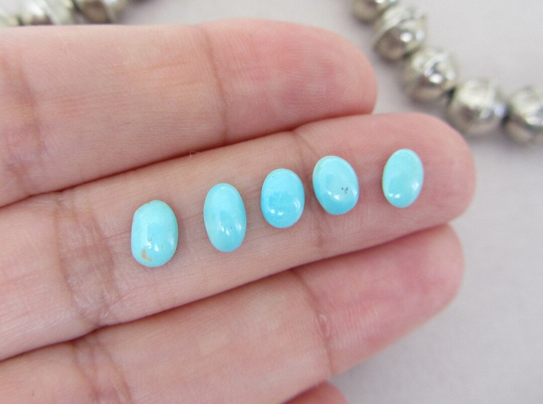 5 Genuine Persian Pale Robin's Egg Blue Turquoise Tiny Cabochons for ...