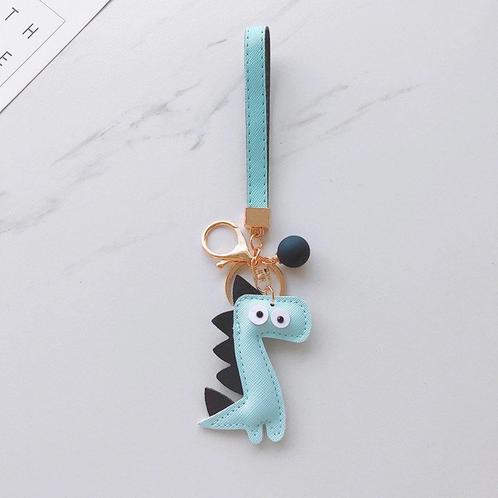 Cute Dinosaur Leather Look Keychain Etsy
