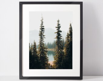 Glacier NP Fine Art Prints, Modern National park Wall Decor, USA Landscape Photography, Modern home design, Forest & nature lover gift idea