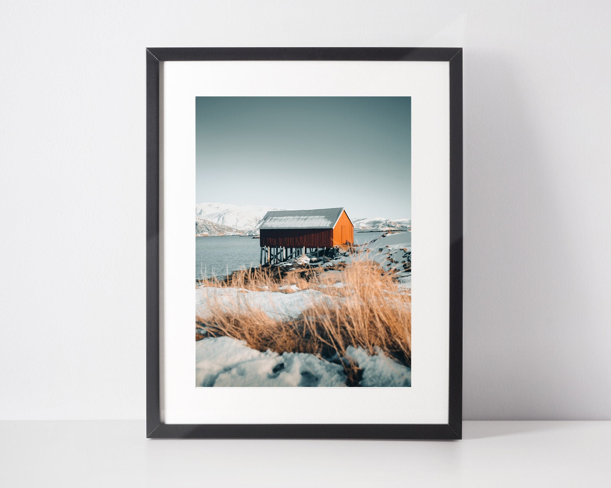 Photo de Cabane Pêcheur en Norvège, Lofotens. Décoration d'art, Poster Paysage Scandinave et Voyage,
