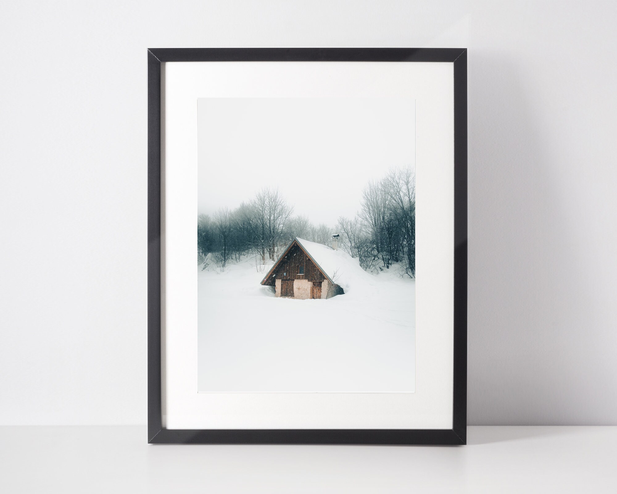 Cabin Wall Art, Fine Art Prints, Minimalist Print, Modern Scandinavian Decor, Abstract Snow Photogra