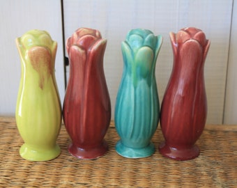 salt and pepper shakers, set of four, colorful salt and pepper shakers, vintage salt and pepper shakers, four salt and pepper shakers