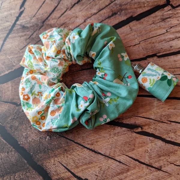 Jumbo Zipper Scrunchie - Green/Orange