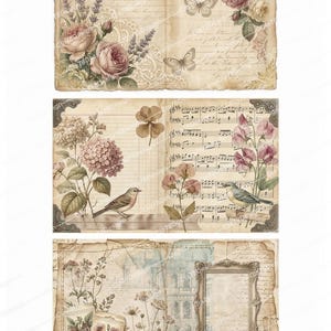 Vintage Floral Pocket Folio Kit, Shabby Chic Junk Journal Ephemera ...