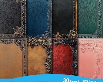 Book and Mini Book Covers, Journal Cover, Junk Journal Kit, Dark Academia, Old Fashioned, Grunge Digital Papers, Digital Download