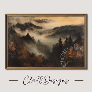 Vintage Landscape Painting, Fall Wall Art, Fall Oil Painting, Fall Print Autumn Decor, Forest Fall Decor, Moody Wall Art, Digital Print