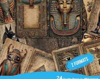 Ancient Egypt Junk Journal Pages, Printable Scrapbook Paper, Digital Collage Sheet, Vintage Ephemera Kit, Old Egyptian Pharaoh Download