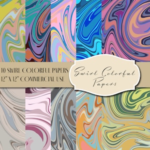 10 Swirl Colors Texture, 12X12 inches, Instant Download for Commercial Use