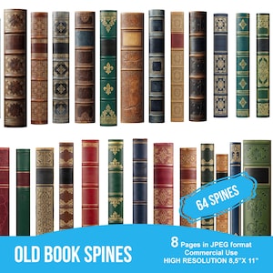 Vintage Lederbuchrücken, Academia Ephemera (Digital)