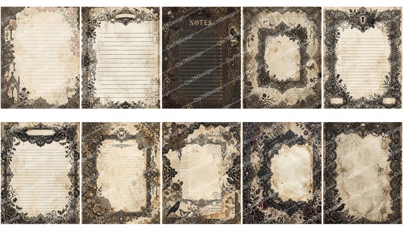 Gothic Romance Digital Paper, Dark Academia Junk Journal Pages, Vintage ...